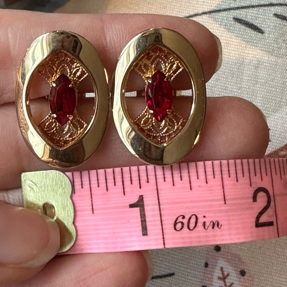 Signed Vintage Marquise Garnet Cufflinks - Picture 5 of 13